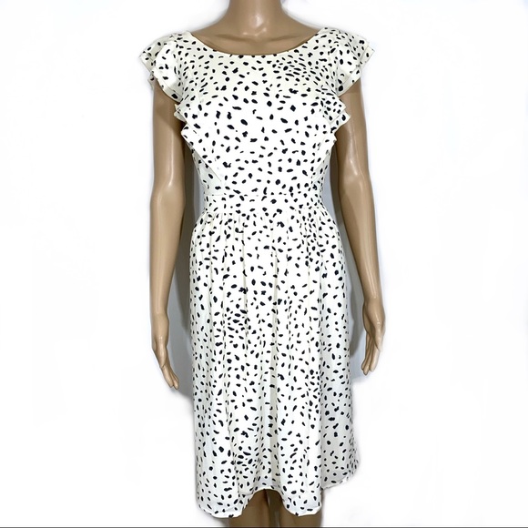 Modcloth Dresses & Skirts - Cream Dress with Dark Teal Polka Dots